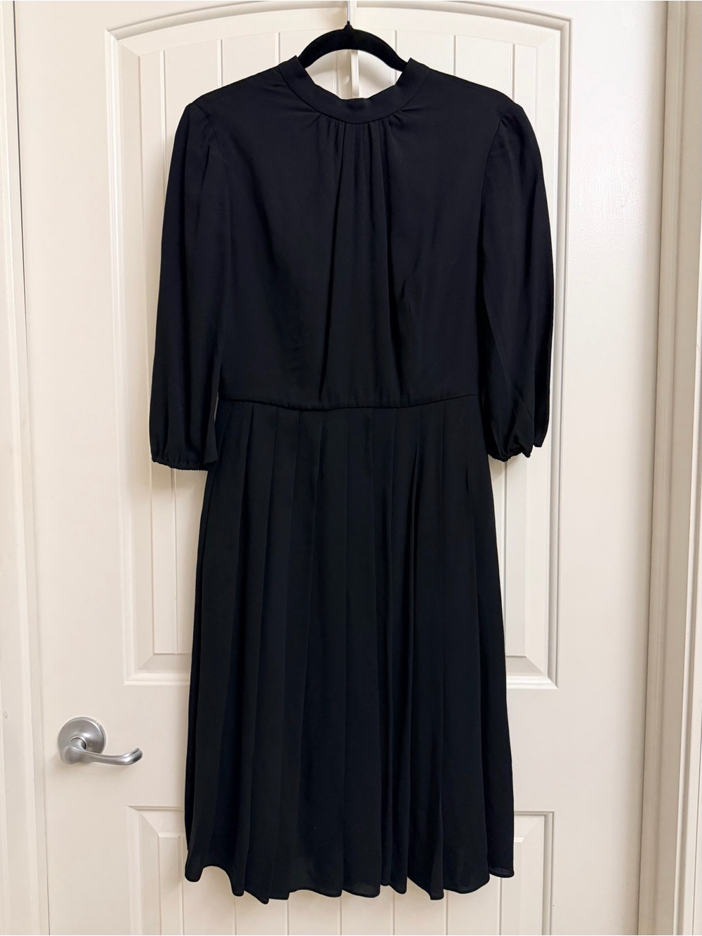 PRADA Black Viscose Pleated Midi Dress, IT 40 (US 4)